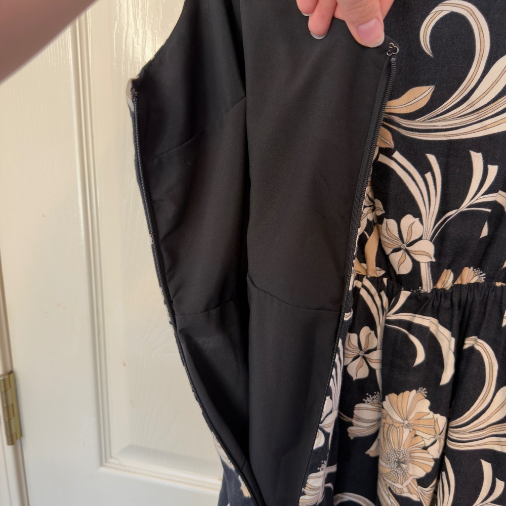 Soft Surroundings Midi Floral Tank Dress Size 1X Linen Blend Relaxed Neutral - Picture 4 of 10